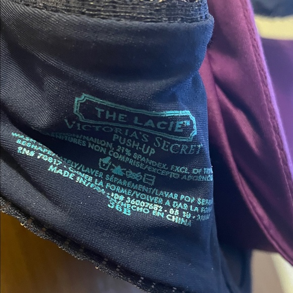 Victoria's Secret Satin and Lace Bra Set - Purple and Midnight/Navy Blue - Picture 3 of 6